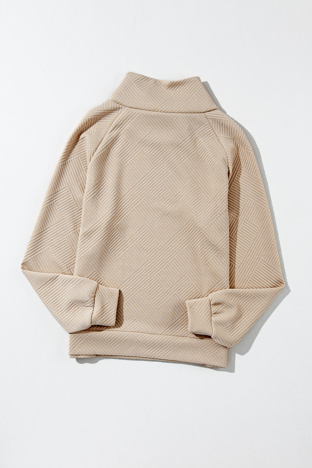 Apricot  Asymmetric Buttons Detail High Neck Textured Sweatshirt
