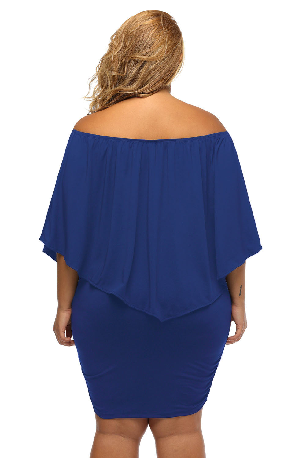 Plus size  Dressing Layered Blue Mini Poncho Dress