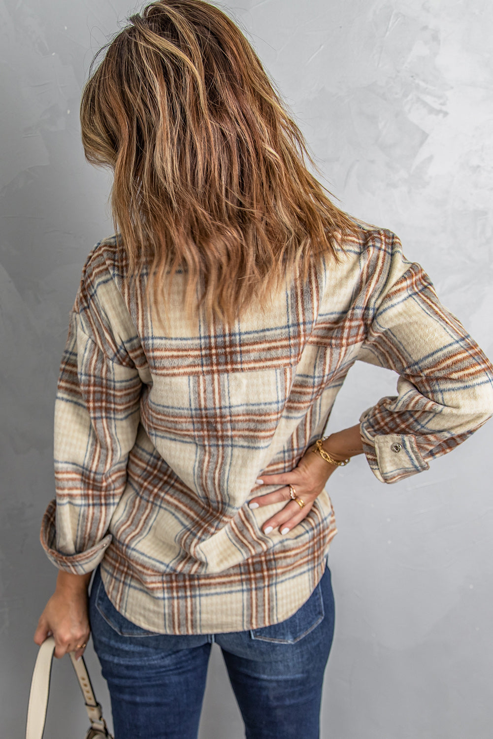 Chest Pocket Plaid Half Zip Sweatshirt