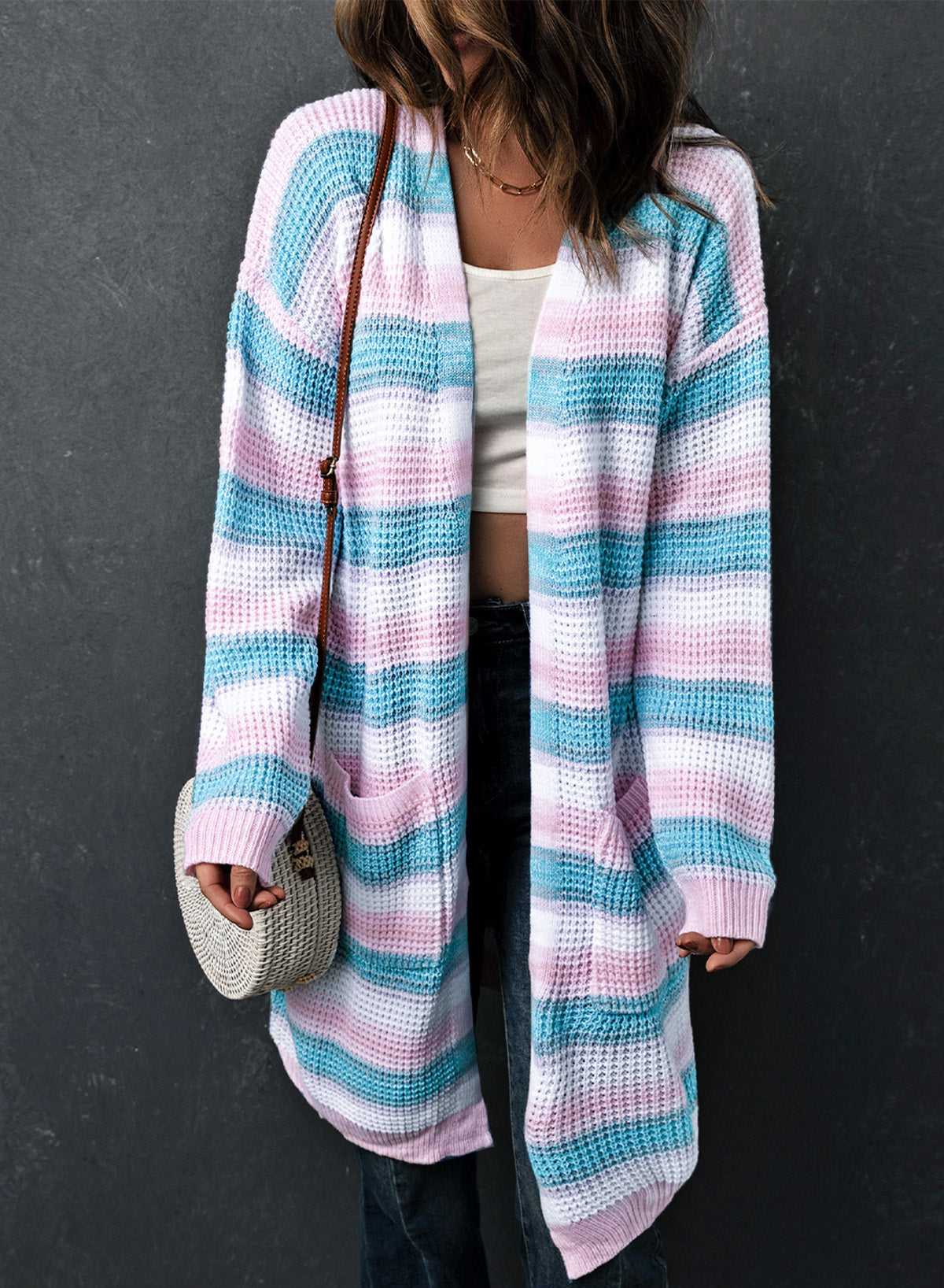 Pink Ombre Duster Cardigan with Pockets