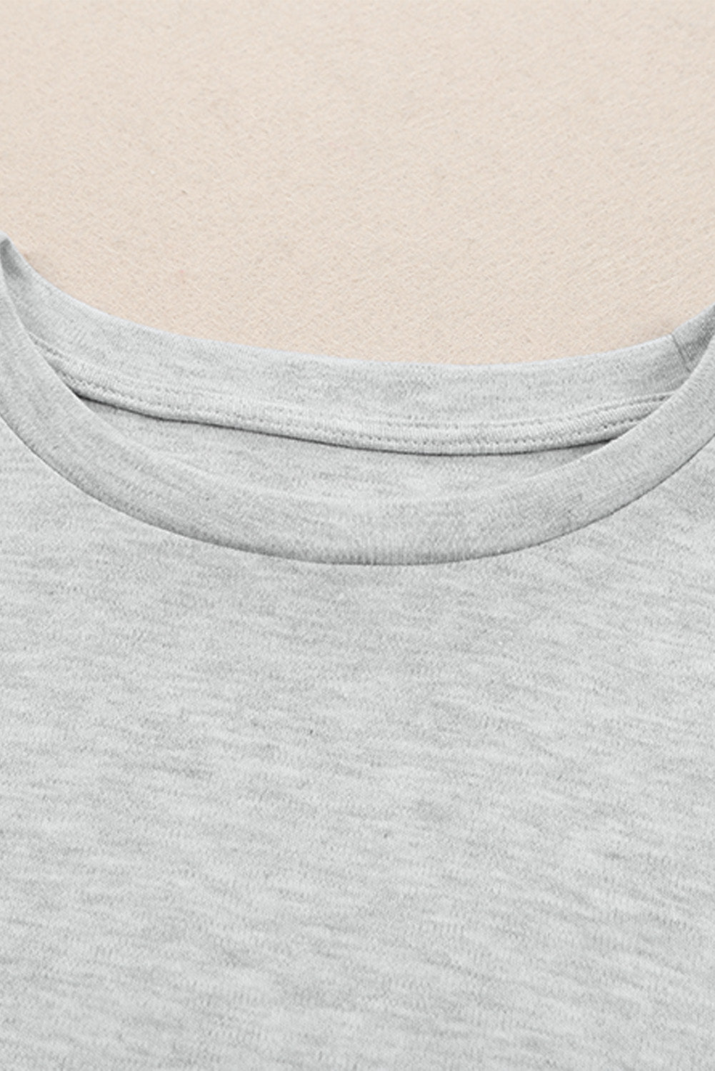 Gray Plain Crew Neck Long Sleeve Top