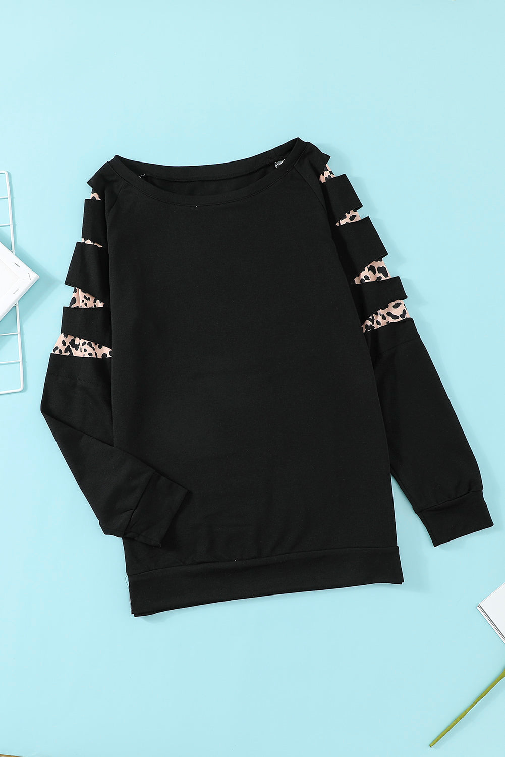 Leopard Insert Black Sweatshirt