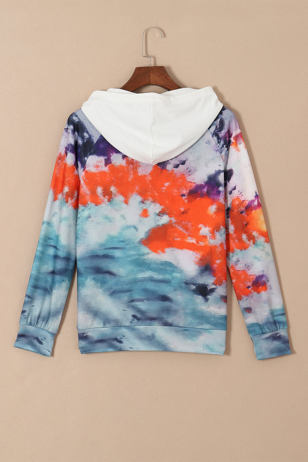 Multicolor Tie Dye Drawstring Kangaroo Pocket Hoodie