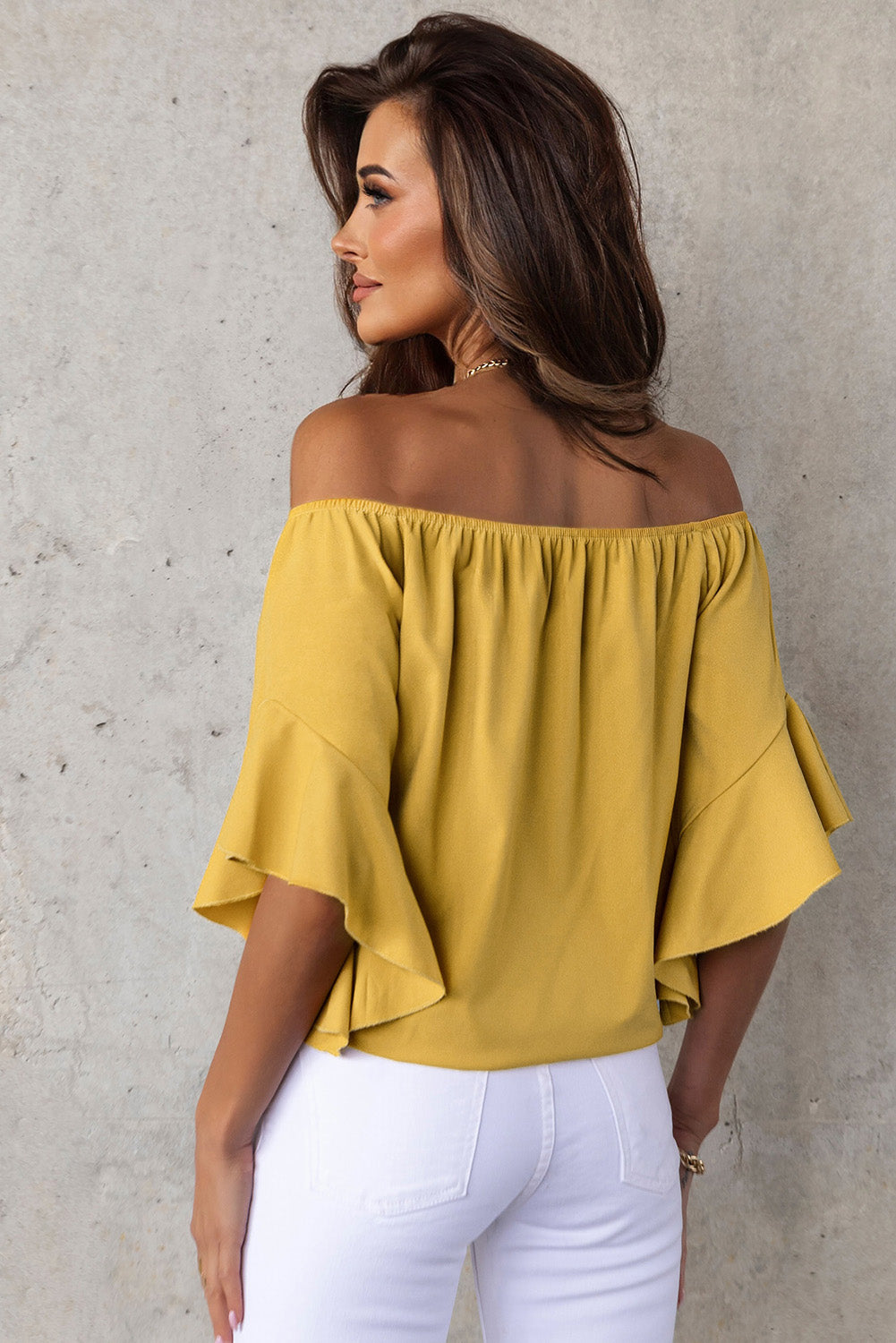 Yellow Solid Off the Shoulder Blouses