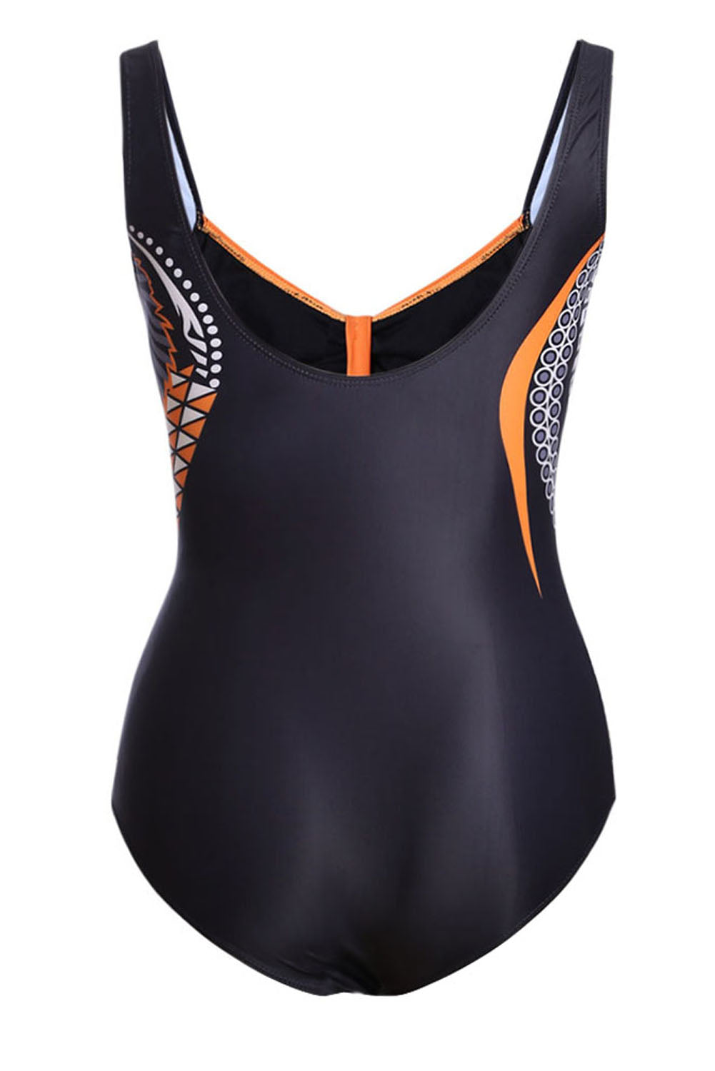 Orange Tribal Print One Piece Swimsuit