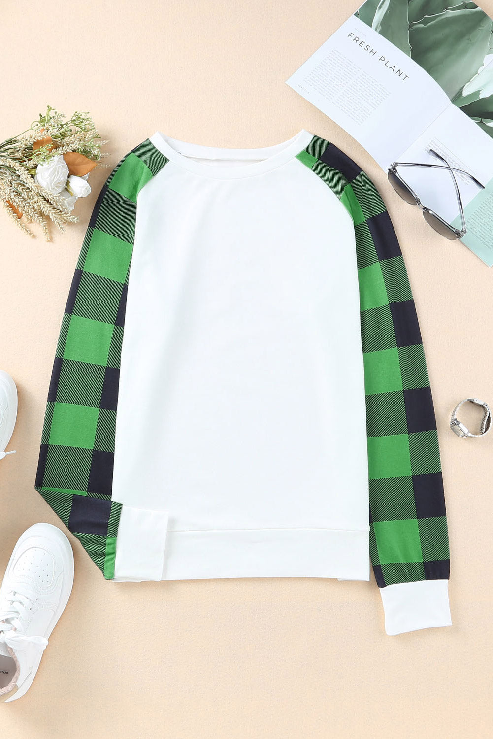 Green Buffalo Plaid Long Sleeve Sweatshirt