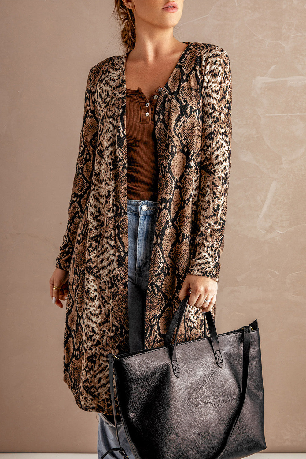 Snake Print Long Cardigan