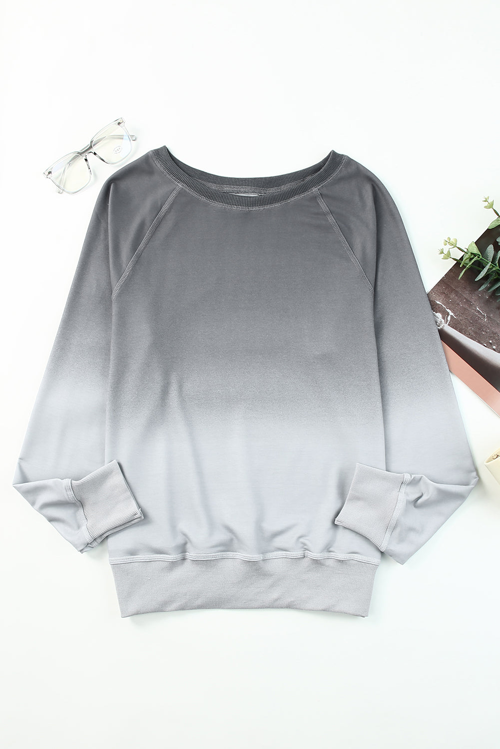 Gray Ombre Crewneck Long Sleeve Sweatshirt