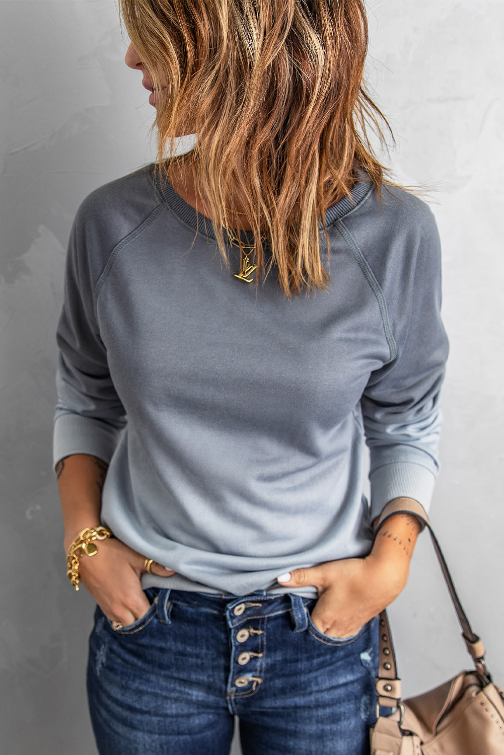 Gray Ombre Crewneck Long Sleeve Sweatshirt