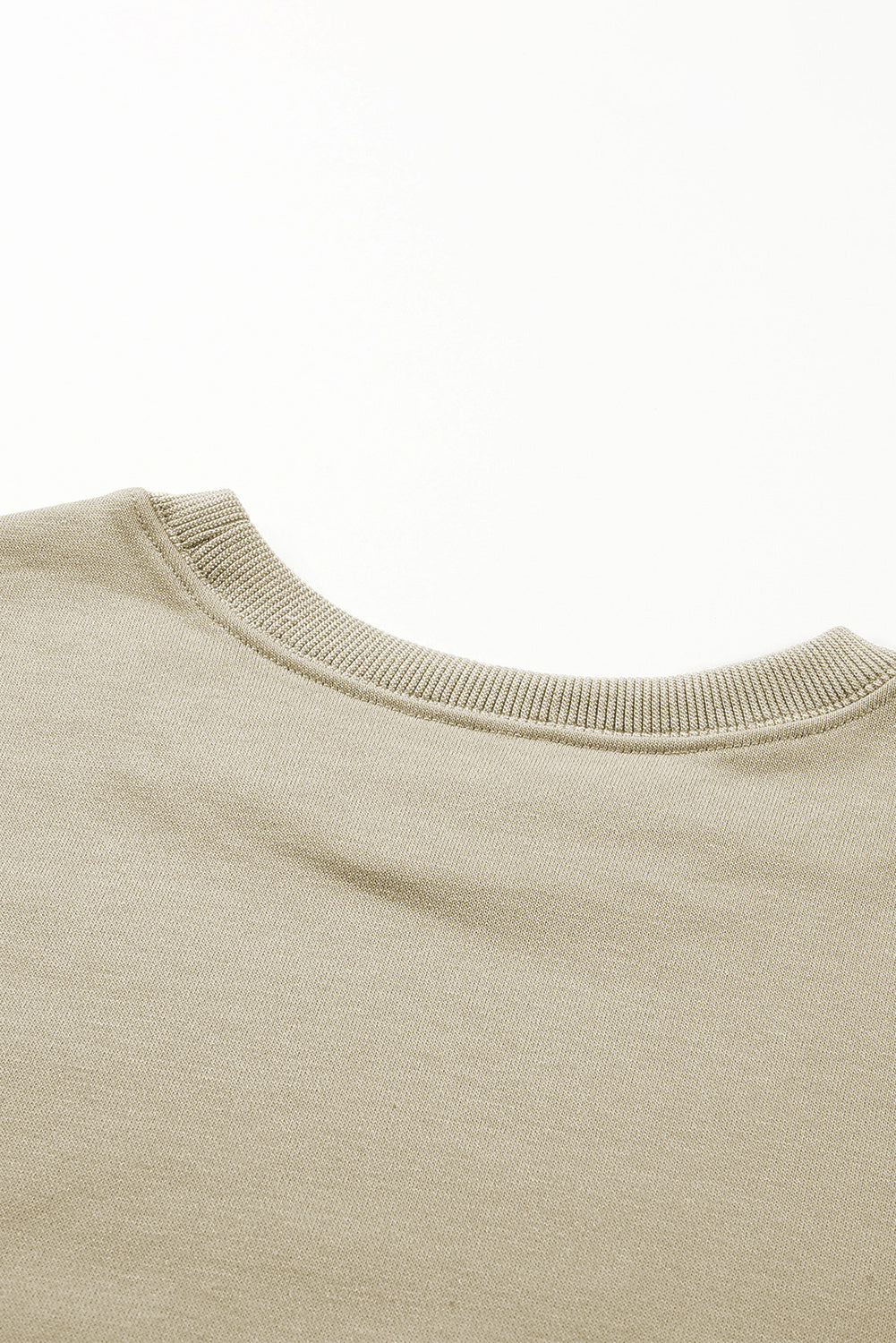 Khaki Plain Crew Neck Pullover Sweatshirt