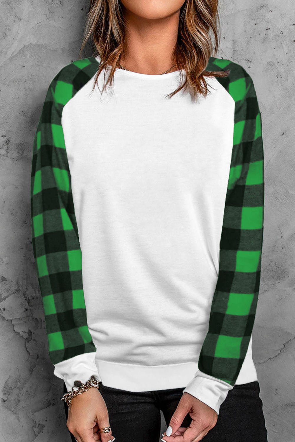 Green Buffalo Plaid Long Sleeve Sweatshirt