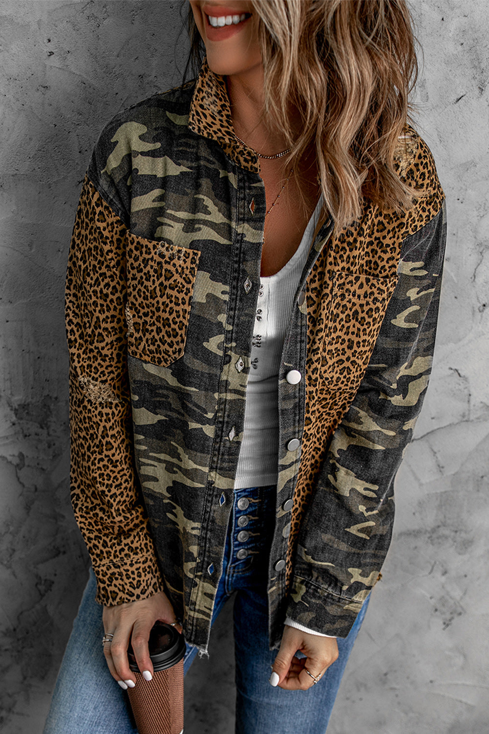 Leopard Camouflage Patchwork Jacket