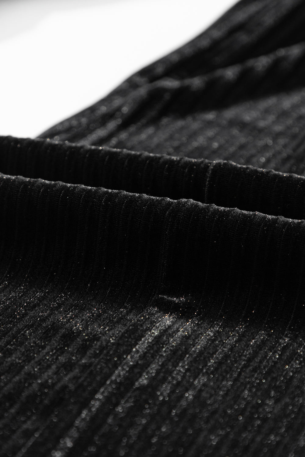 Black Solid Color High Waist Flare Corduroy Pants